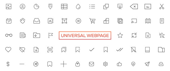 Wall Mural - vector line universal webpage tiny icon set