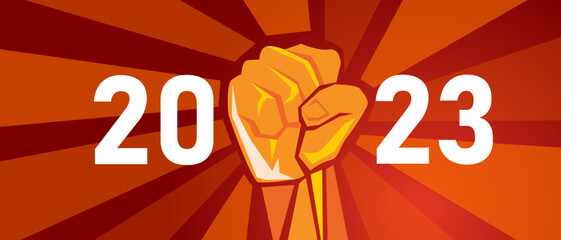 Hand fist spirit energy new year 2023 vector illustration