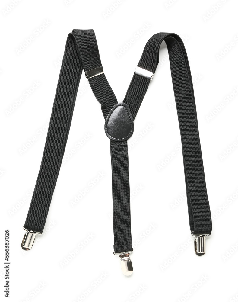Black suspenders on white background