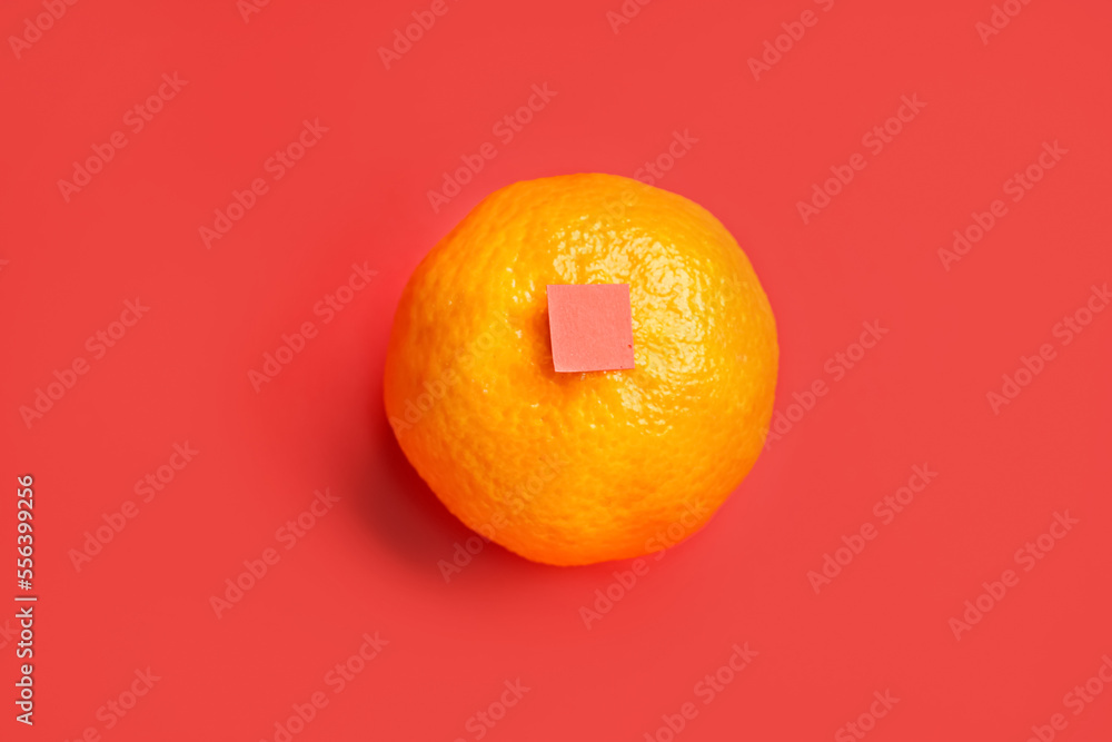 Mandarin on red background. Chinese New Year celebration