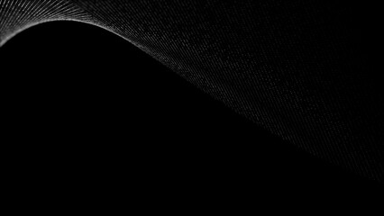 Wall Mural - wave of digital particles on a black background. abstract interlacing lines and points. digital conn