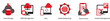 Six Technology Red and Black icons as cloud storage, data management, sync
