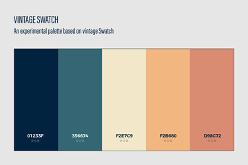 Fashion Trend Vintage Color guide palette 2023-24. An example of a color palette vector. Color palette for fashion designers, business, garments, and paints colors company
