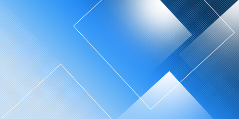 Minimal geometric background. Dynamic blue shapes composition with white lines. Abstract background modern hipster futuristic graphic