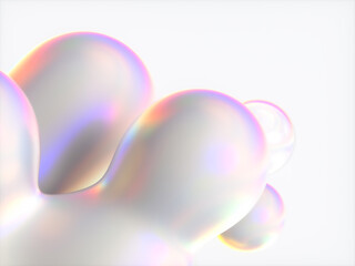 Aufkleber - Abstract 3d art background. Holographic floating liquid blobs, soap bubbles, metaballs.