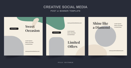 Editable minimal social media, web Banner Post Template. Suitable for social media posts and web internet ads. Vector illustration