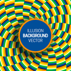 Sticker - Round frame on colorful optical illusion hypnotic background of moving spiral striped pattern.