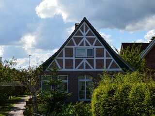 Sticker - Historical Building in the Old Country at the River Elbe, Lühe, Lower Saxony