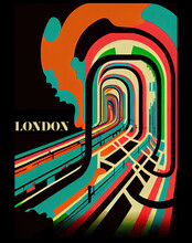 Colourful Surreal London Map Generative AI Illustration