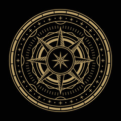 mysterious golden magical circle vector design