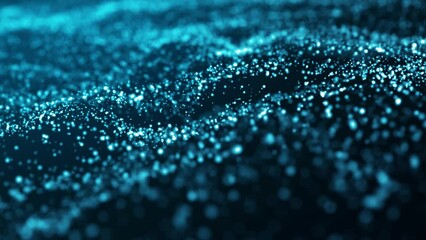 Abstract digital blue particle wave and light abstract background ,animation cyber or technology bokeh background.