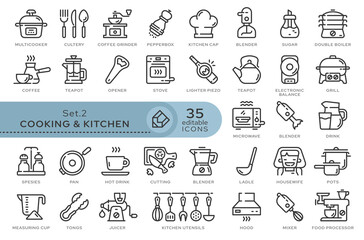 Set of conceptual icons. Vector icons in flat linear style for web sites, applications and other graphic resources. Set from the series - Cooking and Kitchen. Editable outline icon.	