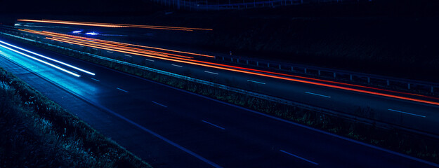 lights of cars with night. long exposure