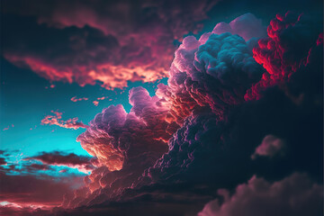 Poster - beautiful clouds in the colorful sky, geenrative ai