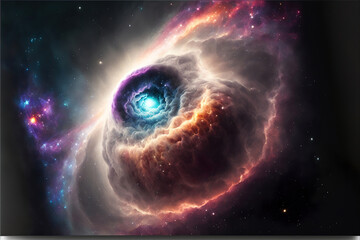 Wall Mural - beautiful colorful abstract supernova explosion nebula in space with stars, made with generative ai