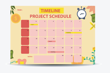 Modern business project time plan template with project tasks in time intervals. Easy to use for your website or presentation.