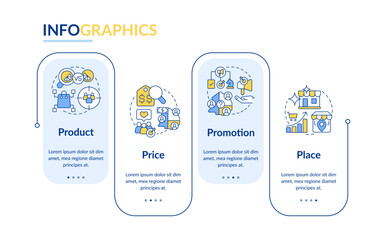 Wall Mural - four p marketing mix blue rectangle infographic template. data visualization with 4 steps. editable 