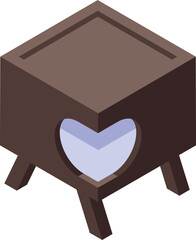 Sticker - Heart cat house icon isometric vector. Pet toy. Home furniture