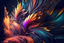 Abstract Background With Dynamic Effect. Creative Arrangement Of 3D Rendering Of Colorful Fractal Paint