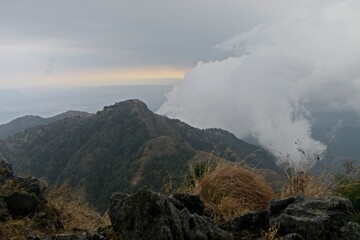 Wall Mural - beautiful landscape with clouds in uttrakhand, india