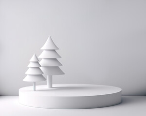 Wall Mural - Blank white christmas product podium pedestal background concept. 3D rendering.