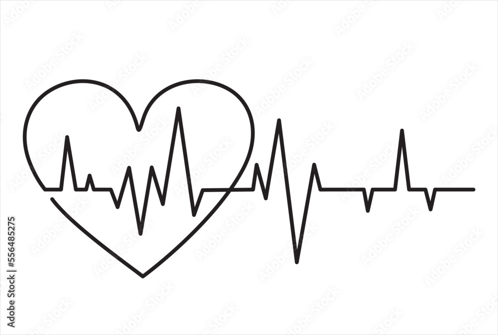 Continuous one line drawing heart pulse logo icon. Stock Vector | Adobe ...