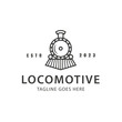 Vintage Old Locomotive Engine Logo Design Vector. locomotive line art logo vector illustration simple minimalism. retro or vintage train sign or symbol for transportation concept