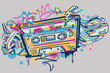 © alex_bond - Musical design - drawn audio cassette and graffiti arrows street art