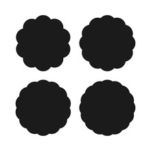 Scallop Circle Silhouette Shapes Icon Set