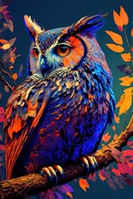 
Colorful Owl, Abstraction, Canvas Print, Painting