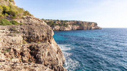 Wall Mural - Coves, beaches and cliffs on the island of Majorca, Spain, Europe. Palma de Mallorca in the Mediterranean Sea.