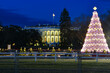 Christmas tree and White House at night