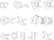 © TSANI - collection of vector illustration sketches of people top view with white background