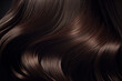 Beautiful shiny dark brown hair texture closeup. Generative AI
