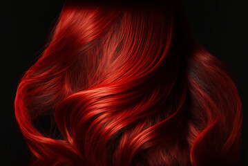 Beautiful shiny red hair texture closeup. Generative AI