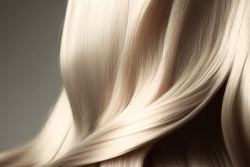 Wall Mural - Beautiful shiny platinum blonde hair texture closeup. Generative AI