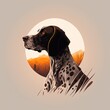 German short-haired Pointer dog encircled illustration made with Generative AI