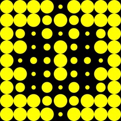 Wall Mural - Black and yellow dotted cirles halftone geometric background 