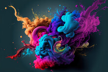 Abstract Ai Generated Background Illustration Of A Colored Floating Liquid In The Trend Colors Pink, Orange, Blue And Violet