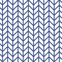 Seamless Blue Chevron Pattern. Popular Zigzag Chevron Geometric On White Background