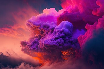 Wall Mural - Pink and purple cloud abstract. Generative AI