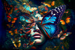 © EwaStudio - Portrait of a woman with butterflies.  Generative AI.