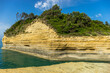 Beautiful landscape with cliffs popular Canal of Love (Canal d'Amour) on the island of Corfu, Greece. tourist attractions. amazing charming place.