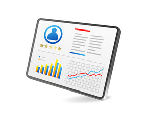 Poster - Flat isometric 3d illustration personal analysis data monitor concept