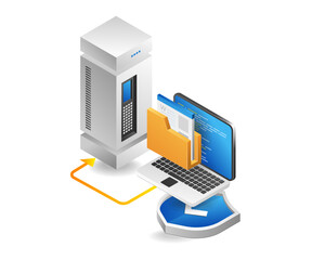 Aufkleber - Flat isometric 3d illustration server computer data security concept