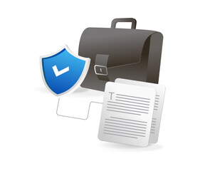 Poster - Flat isometric 3d illustration business data security concept