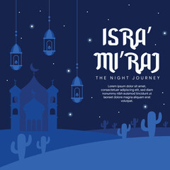 Wall Mural - isra miraj banner illustration in flat design