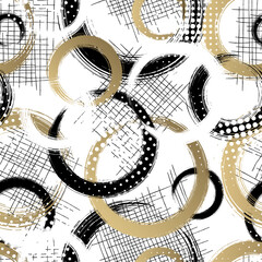 Wall Mural - geometric seamless pattern. repeating abstract circle line. repeated geometry brush background. cont