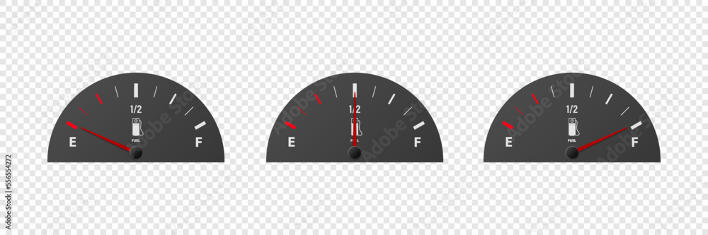 Vector 3d Realistic Gas Fuel Tank Gauge, Oil Level Bar Set Isolated ...