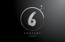 Black White 6 Number Letter Logo Icon Design With Dots And Circle. Creative Gradient Template For Company And Business